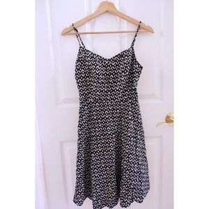 Old Navy Black and White Fit and Flare Dress